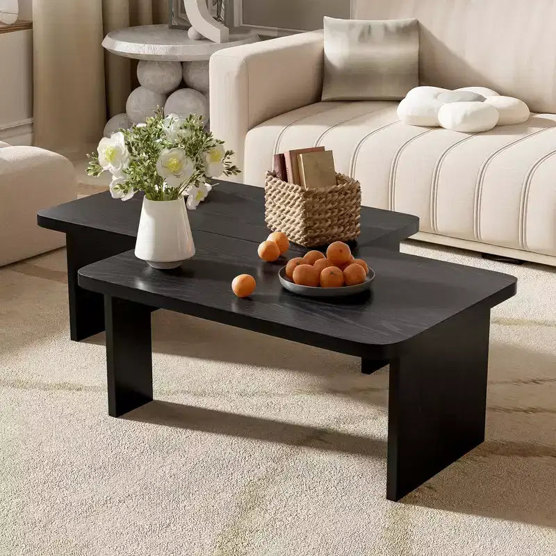 41W Coffee Table Set Cocktail Table Center Table Combination Side Table Rectangle Accent Table, Modern&Minimalist, Natural/Black/Espresso-ModernLuxe