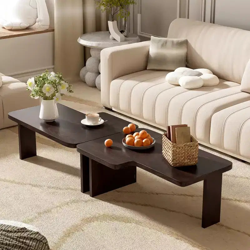 41W Coffee Table Set Cocktail Table Center Table Combination Side Table Rectangle Accent Table, Modern&Minimalist, Natural/Black/Espresso-ModernLuxe