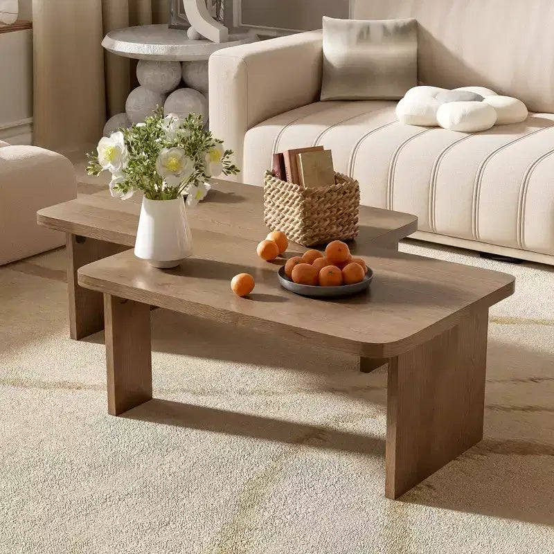 41W Coffee Table Set Cocktail Table Center Table Combination Side Table Rectangle Accent Table, Modern&Minimalist, Natural/Black/Espresso-ModernLuxe