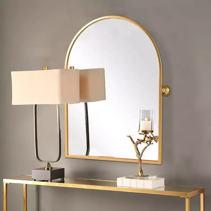 1 Piece 32 x 23 inch Gold Right-angled Arch Iron Frame Wall Mirror Bathroom Mirror