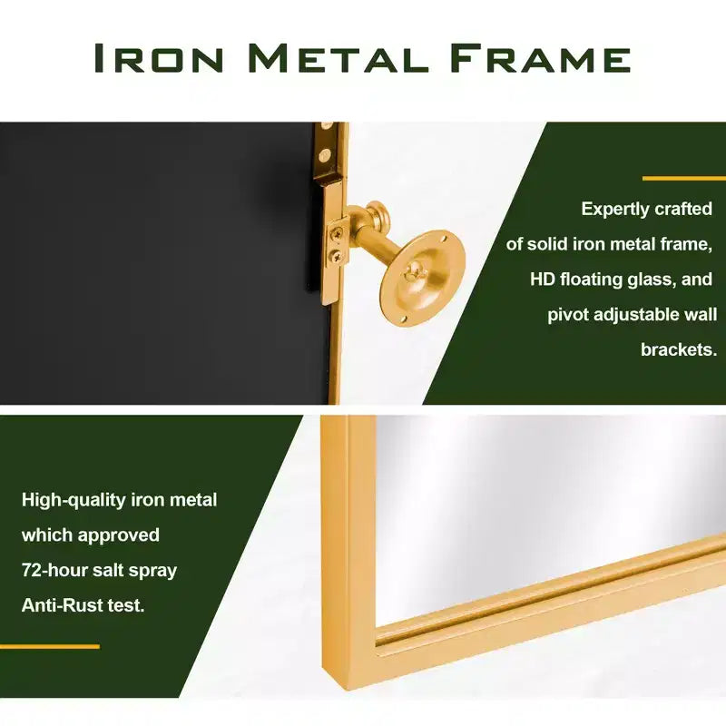 1 Piece 32 x 23 inch Gold Right-angled Arch Iron Frame Wall Mirror Bathroom Mirror