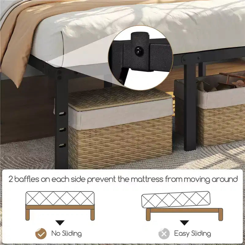 Yaheetech Metal Platform Bed Frame with Heavy Duty Steel Slat Support and Underbed Storage Space
