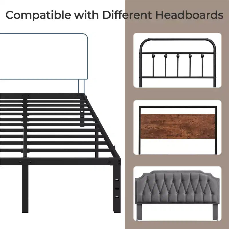 Yaheetech Metal Platform Bed Frame with Heavy Duty Steel Slat Support and Underbed Storage Space