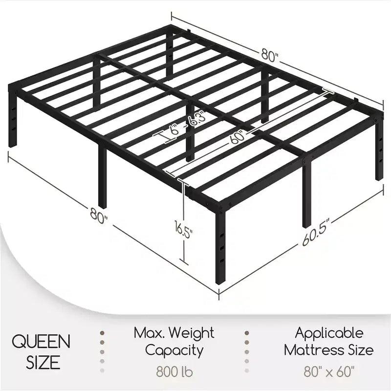 Yaheetech Metal Platform Bed Frame with Heavy Duty Steel Slat Support and Underbed Storage Space