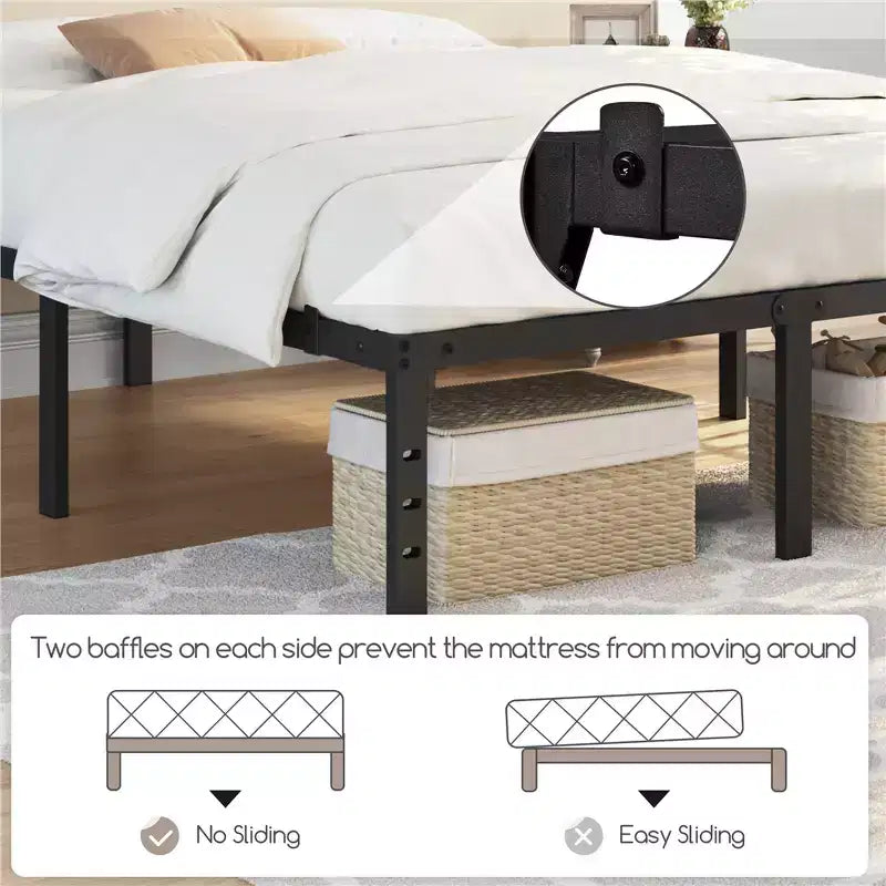 Yaheetech Metal Platform Bed Frame with Heavy Duty Steel Slat Support and Underbed Storage Space