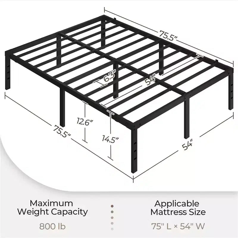Yaheetech Metal Platform Bed Frame with Heavy Duty Steel Slat Support and Underbed Storage Space