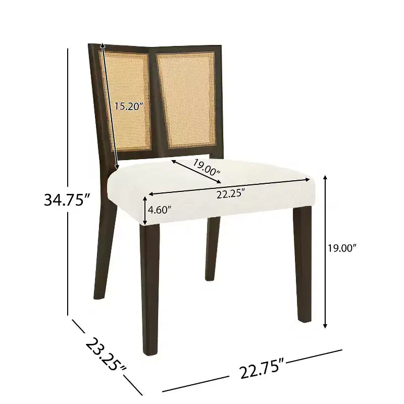 Christopher Knight Home Hassan Rubberwood Upholstered Dining Chairs with Cane Webbing(Set of 2)