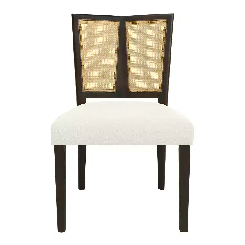 Christopher Knight Home Hassan Rubberwood Upholstered Dining Chairs with Cane Webbing(Set of 2)