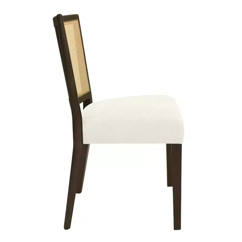 Christopher Knight Home Hassan Rubberwood Upholstered Dining Chairs with Cane Webbing(Set of 2)