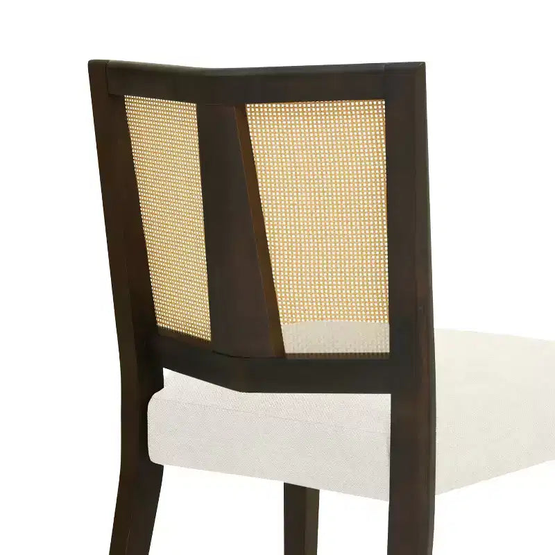 Christopher Knight Home Hassan Rubberwood Upholstered Dining Chairs with Cane Webbing(Set of 2)
