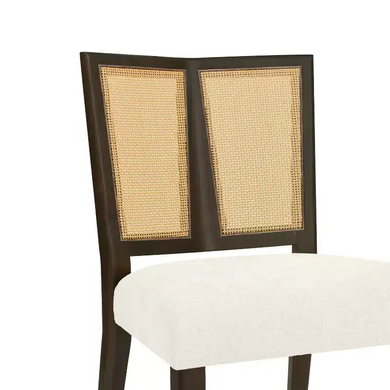 Christopher Knight Home Hassan Rubberwood Upholstered Dining Chairs with Cane Webbing(Set of 2)