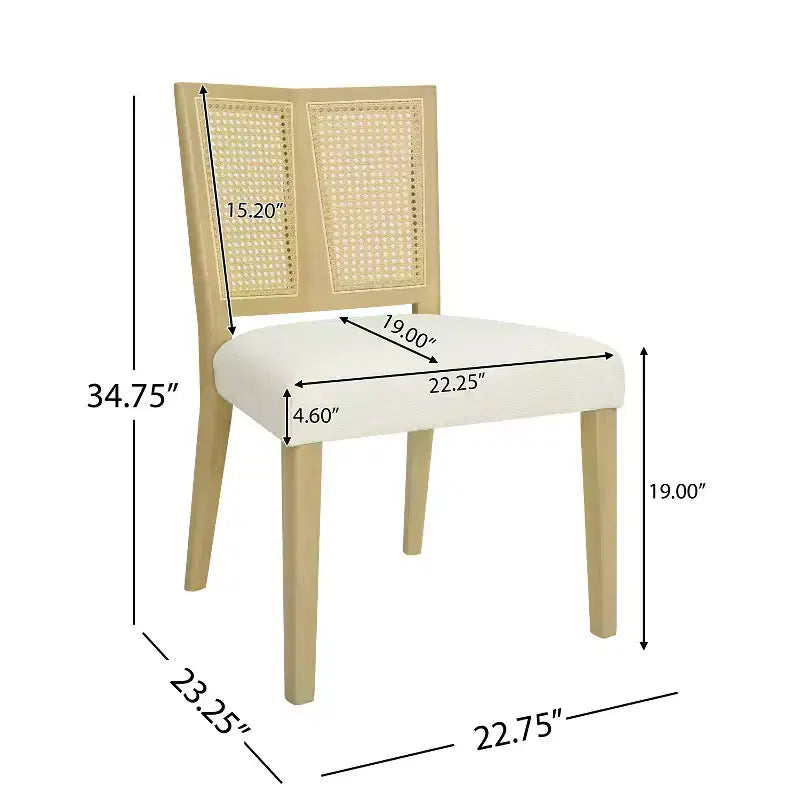 Christopher Knight Home Hassan Rubberwood Upholstered Dining Chairs with Cane Webbing(Set of 2)