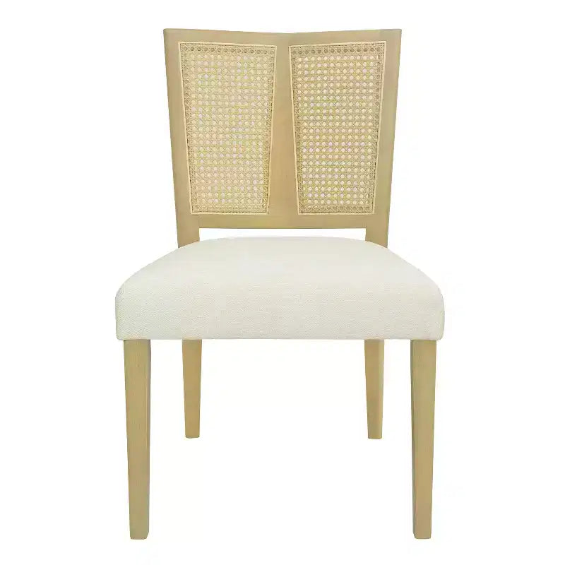 Christopher Knight Home Hassan Rubberwood Upholstered Dining Chairs with Cane Webbing(Set of 2)