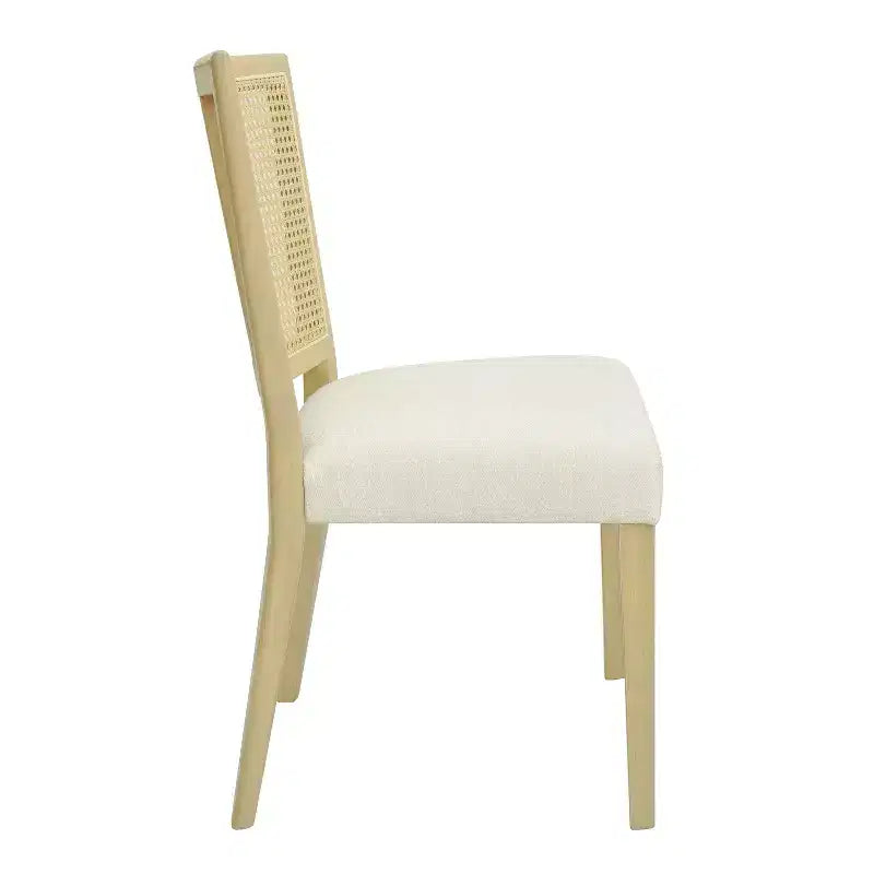 Christopher Knight Home Hassan Rubberwood Upholstered Dining Chairs with Cane Webbing(Set of 2)