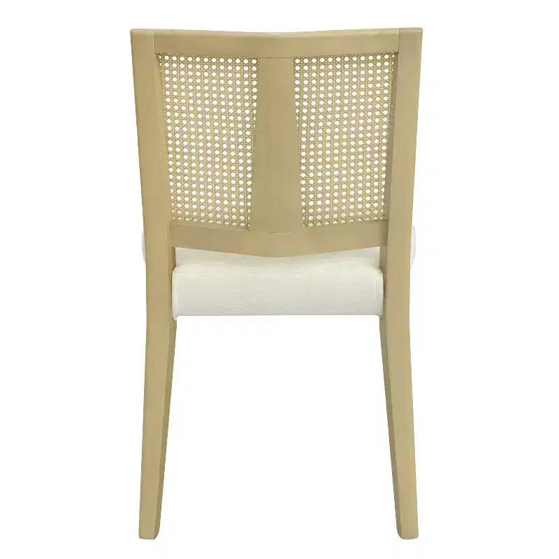 Christopher Knight Home Hassan Rubberwood Upholstered Dining Chairs with Cane Webbing(Set of 2)