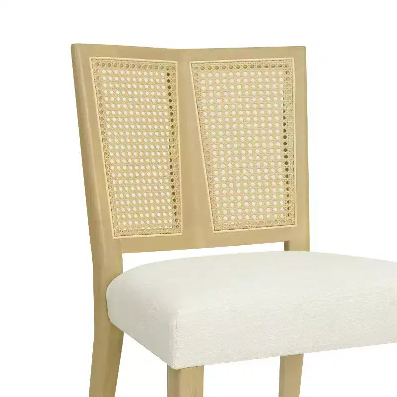 Christopher Knight Home Hassan Rubberwood Upholstered Dining Chairs with Cane Webbing(Set of 2)