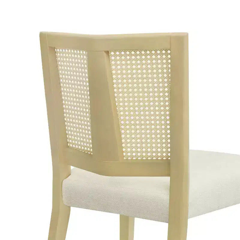 Christopher Knight Home Hassan Rubberwood Upholstered Dining Chairs with Cane Webbing(Set of 2)