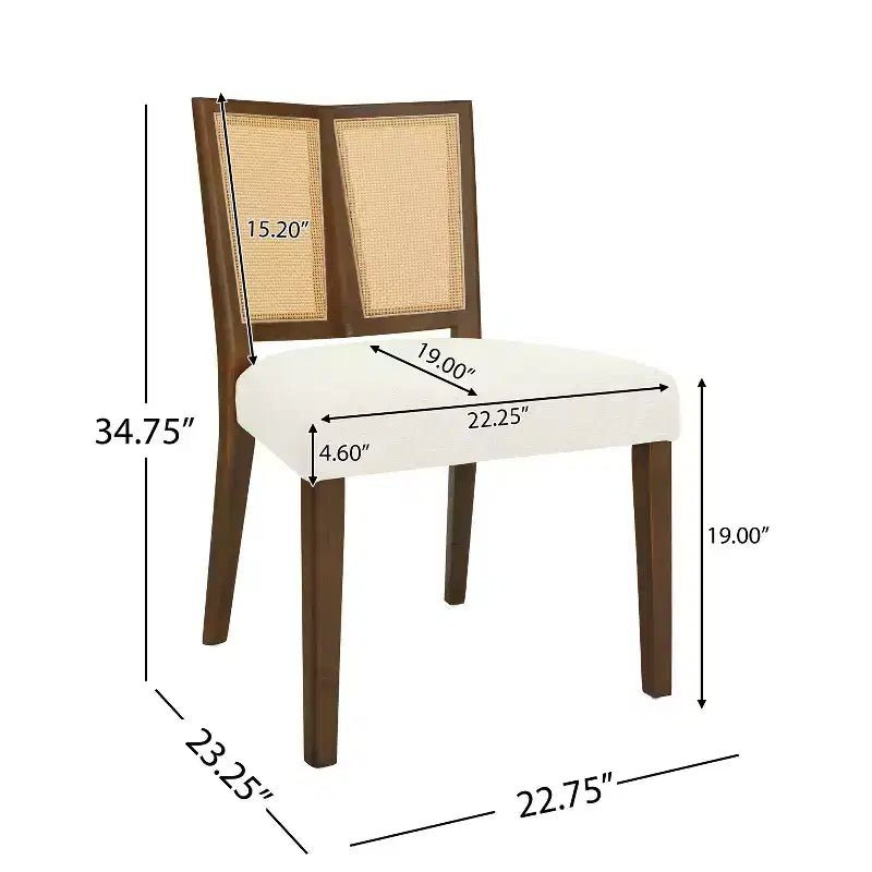 Christopher Knight Home Hassan Rubberwood Upholstered Dining Chairs with Cane Webbing(Set of 2)