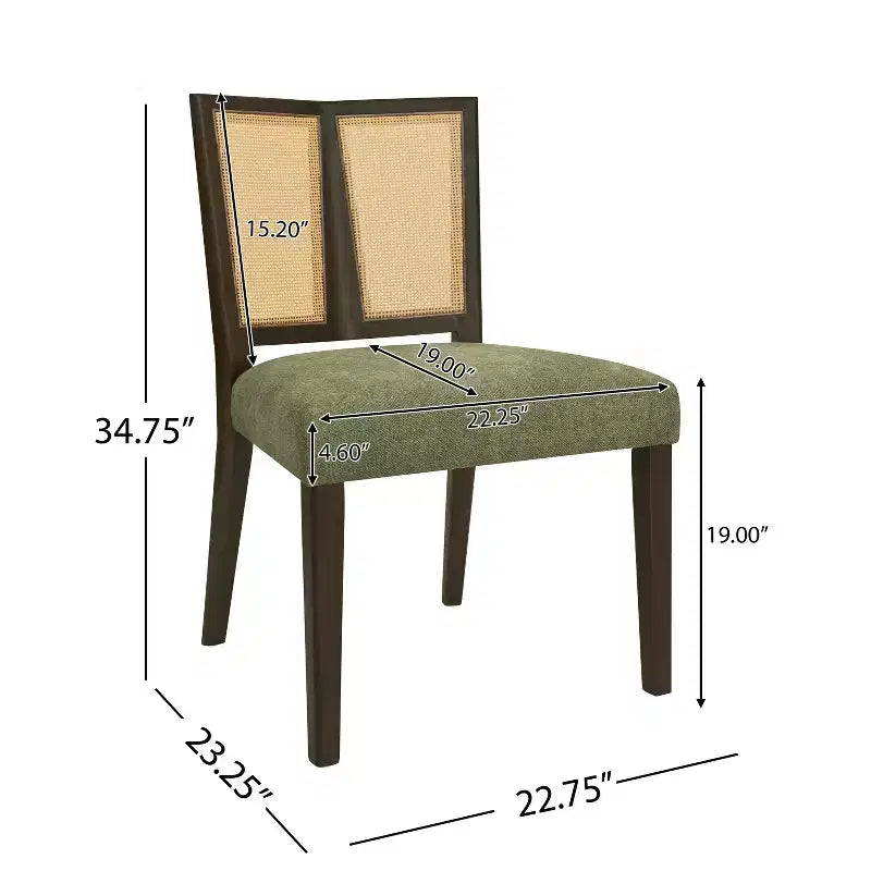 Christopher Knight Home Hassan Rubberwood Upholstered Dining Chairs with Cane Webbing(Set of 2)