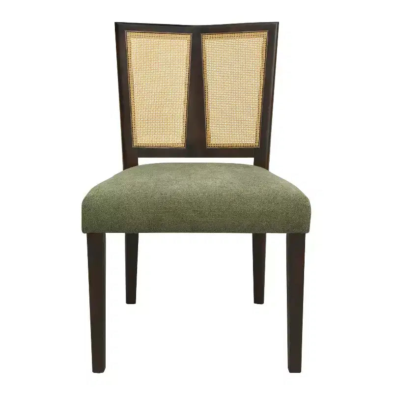 Christopher Knight Home Hassan Rubberwood Upholstered Dining Chairs with Cane Webbing(Set of 2)