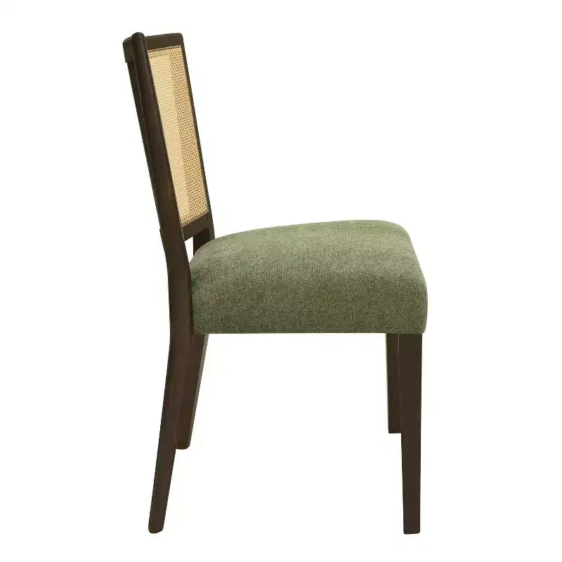 Christopher Knight Home Hassan Rubberwood Upholstered Dining Chairs with Cane Webbing(Set of 2)