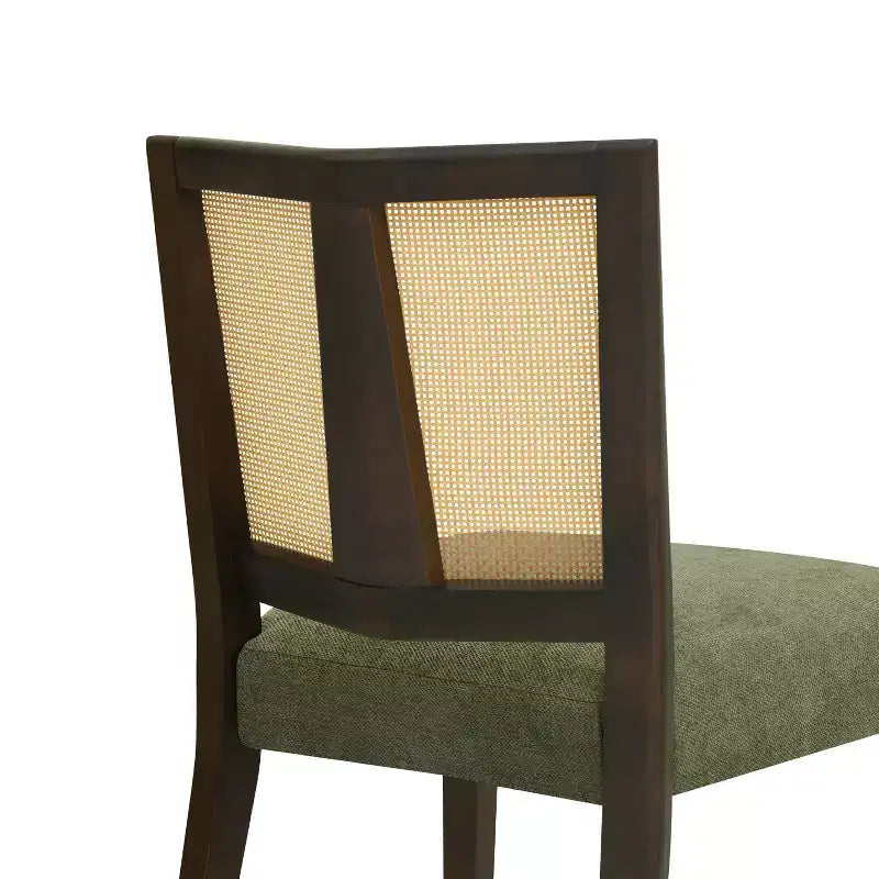 Christopher Knight Home Hassan Rubberwood Upholstered Dining Chairs with Cane Webbing(Set of 2)
