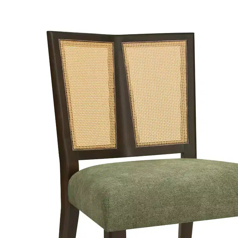 Christopher Knight Home Hassan Rubberwood Upholstered Dining Chairs with Cane Webbing(Set of 2)