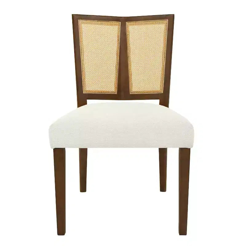 Christopher Knight Home Hassan Rubberwood Upholstered Dining Chairs with Cane Webbing(Set of 2)