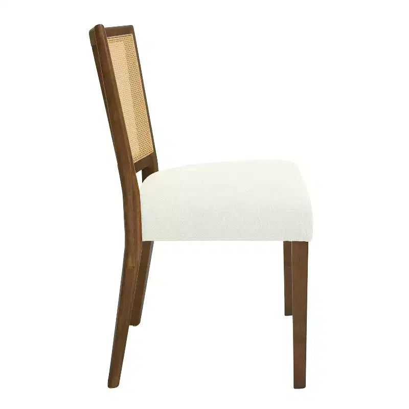 Christopher Knight Home Hassan Rubberwood Upholstered Dining Chairs with Cane Webbing(Set of 2)