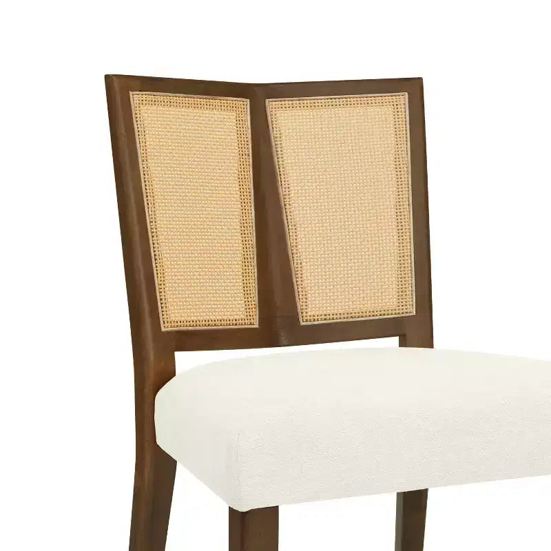 Christopher Knight Home Hassan Rubberwood Upholstered Dining Chairs with Cane Webbing(Set of 2)