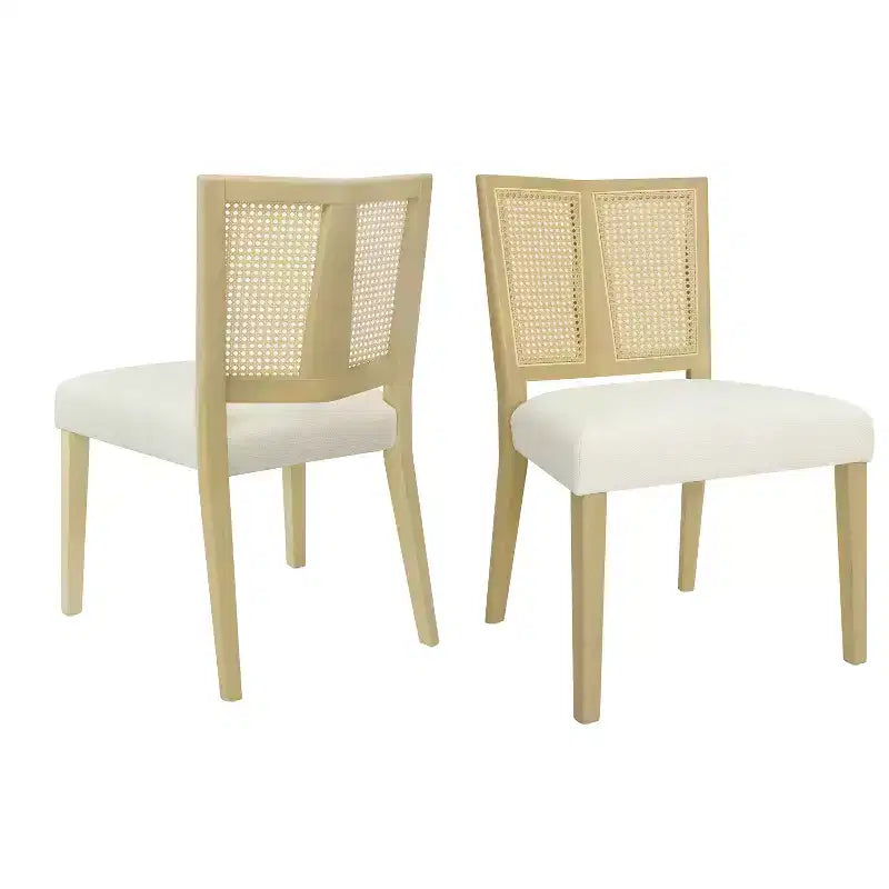 Christopher Knight Home Hassan Rubberwood Upholstered Dining Chairs with Cane Webbing(Set of 2)