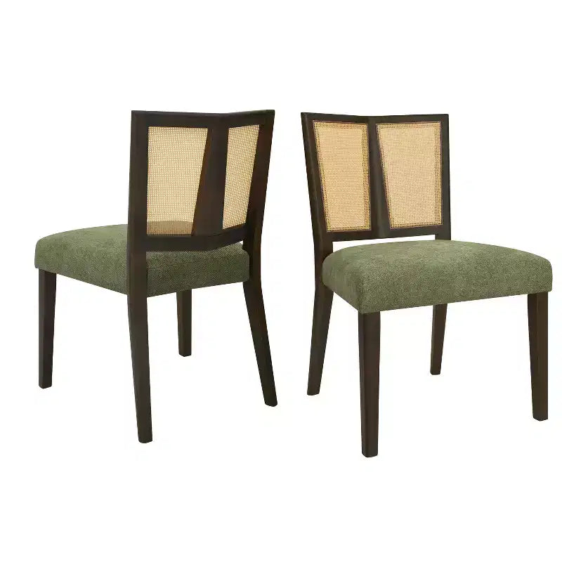 Christopher Knight Home Hassan Rubberwood Upholstered Dining Chairs with Cane Webbing(Set of 2)