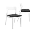 Plank+Beam Set of 2 Modern Dining Chairs, Cushioned Seat Kitchen Chair, Upholstered Solid Wood Chair for OfficeandLivingRoom, White/Onyx