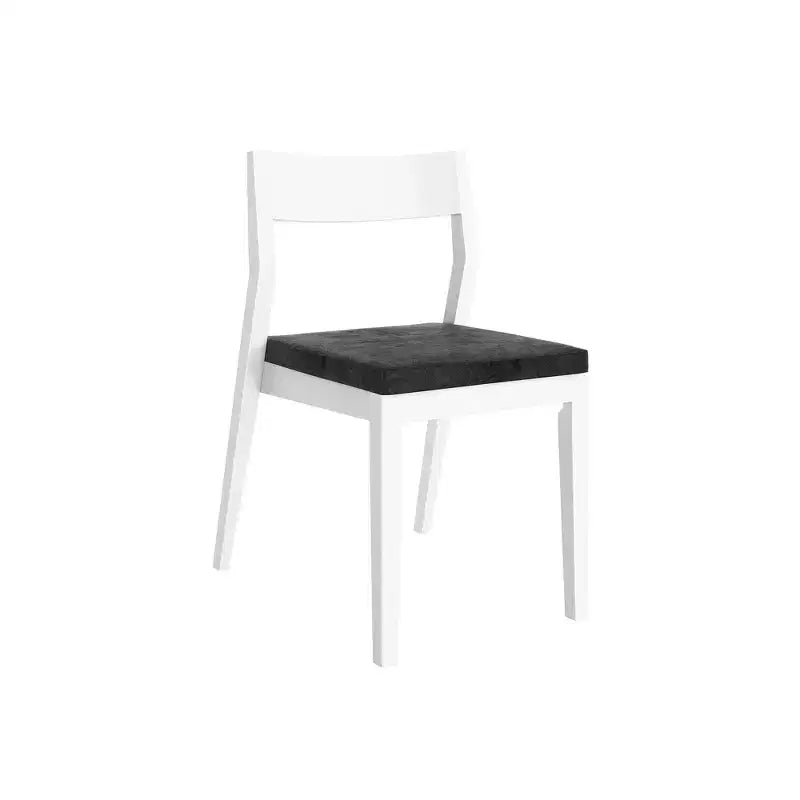 Plank+Beam Set of 2 Modern Dining Chairs, Cushioned Seat Kitchen Chair, Upholstered Solid Wood Chair for OfficeandLivingRoom, White/Onyx