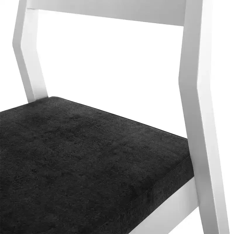 Plank+Beam Set of 2 Modern Dining Chairs, Cushioned Seat Kitchen Chair, Upholstered Solid Wood Chair for OfficeandLivingRoom, White/Onyx