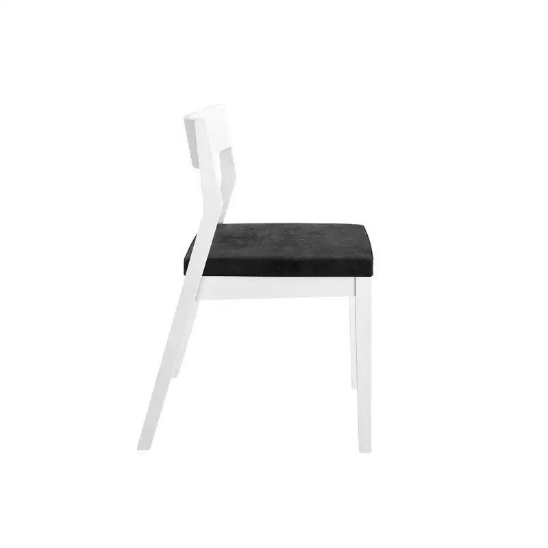 Plank+Beam Set of 2 Modern Dining Chairs, Cushioned Seat Kitchen Chair, Upholstered Solid Wood Chair for OfficeandLivingRoom, White/Onyx