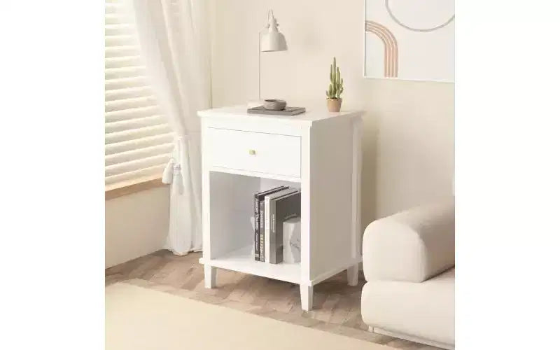 GDFStudio Cliff 26.77''H Wooden Nightstand with Drawer and Shelf
