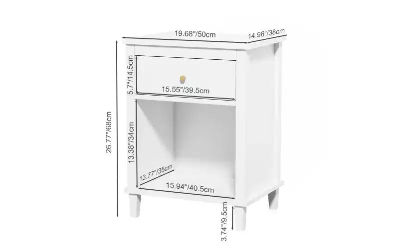 GDFStudio Cliff 26.77''H Wooden Nightstand with Drawer and Shelf