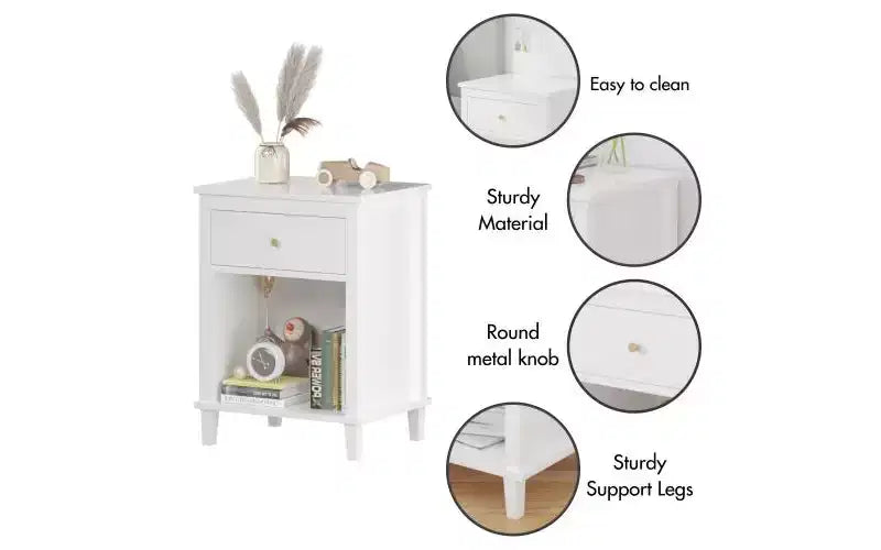 GDFStudio Cliff 26.77''H Wooden Nightstand with Drawer and Shelf
