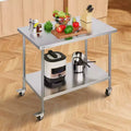 VEVOR Stainless Steel Work Table 30 x 48 x 38 Inch, with 4 Wheels, 3 Adjustable Height Levels, Heavy Duty Food Prep Worktable, Silver