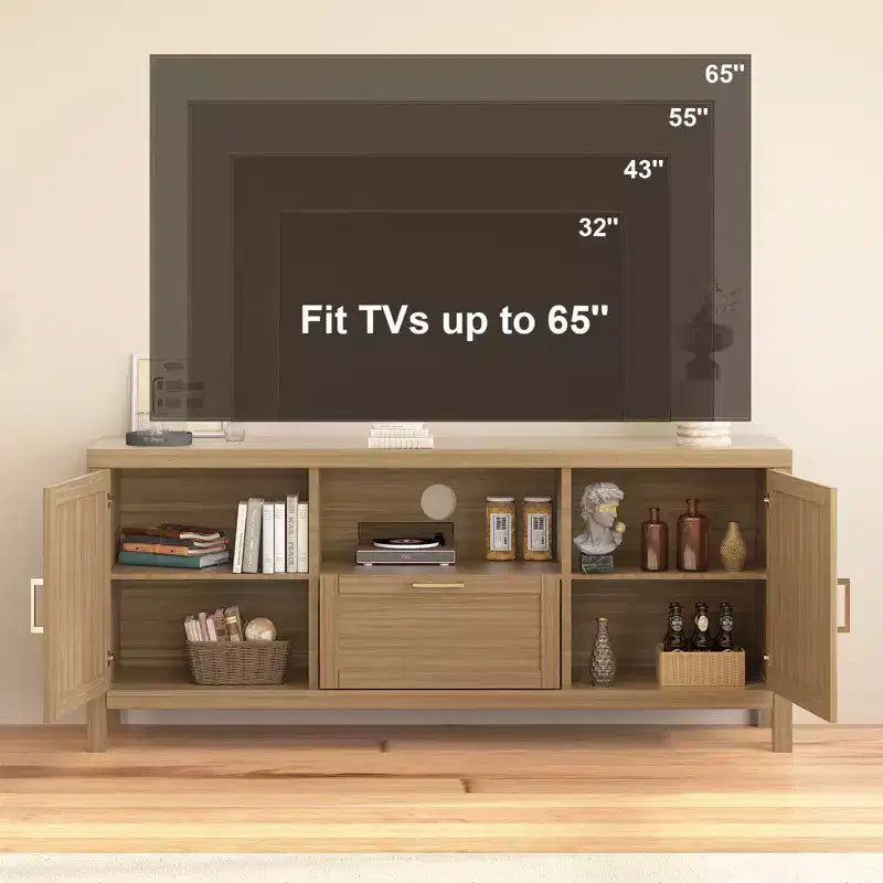 COZONY Farmhouse TV Stand for Up to 65 TVs, Entertainment Center with Door & Adjustable Shelf, Media Console Storage Cabinet