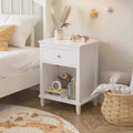26.77''H White Wooden Nightstand with One Drawer and Shelf, Golden Handle, MDF Construction for Kids and Adults