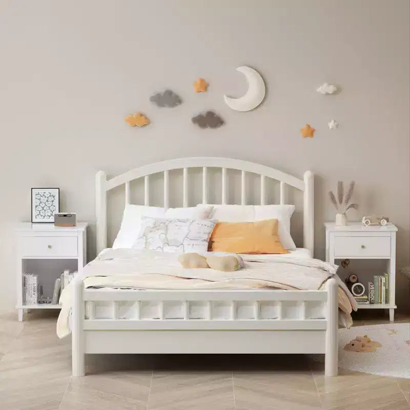 26.77''H White Wooden Nightstand with One Drawer and Shelf, Golden Handle, MDF Construction for Kids and Adults