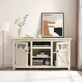JVNOXK 60-inch double-door farmhouse-style cabinet, barn design, farmhouse TV stand, modern media cabinet with storage space, white