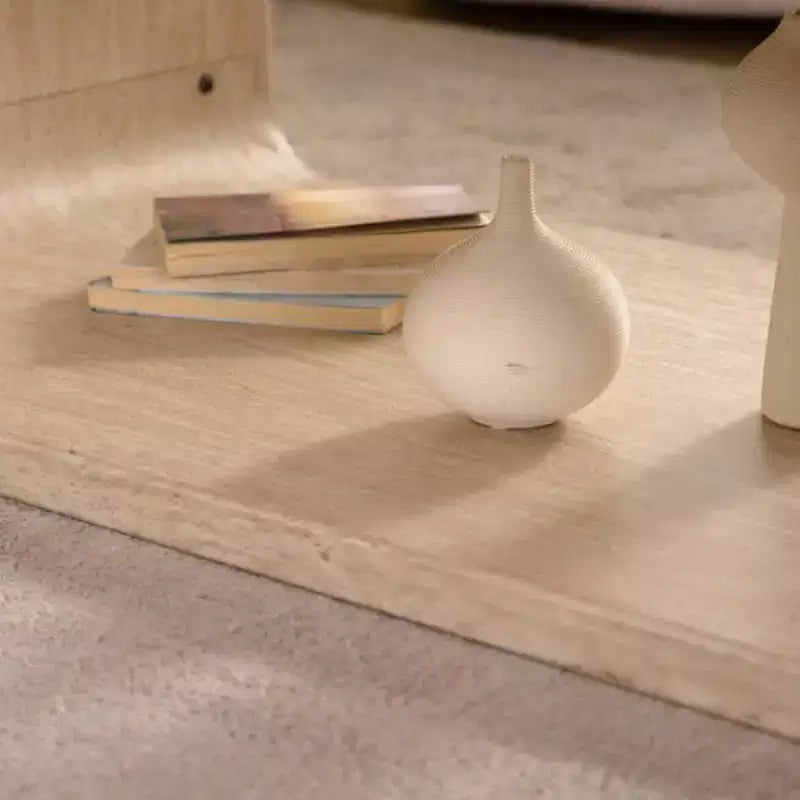 Light Wood Racetrack-Shaped Coffee Table with Open Storage Shelf for Contemporary Spaces