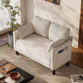 48in Corduroy Loveseat Sofa with Storage Pocket, Sturdy Wood Frame and High Resilience Cushions for Living Room, Apartment, Dorm, Bedroom, Balcony