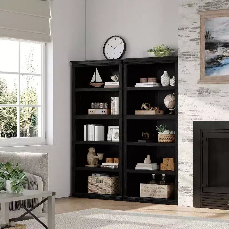 Modern Wooden Bookcase Floor Standing Open Shelf Display Storage Unit for Home Office Library Living Room