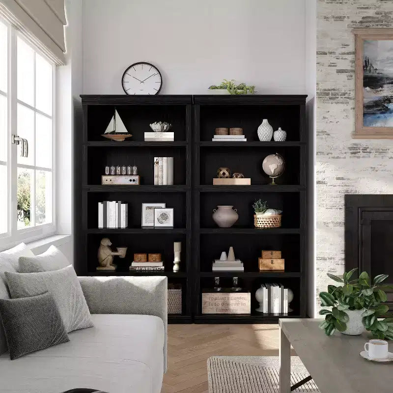 Modern Wooden Bookcase Floor Standing Open Shelf Display Storage Unit for Home Office Library Living Room