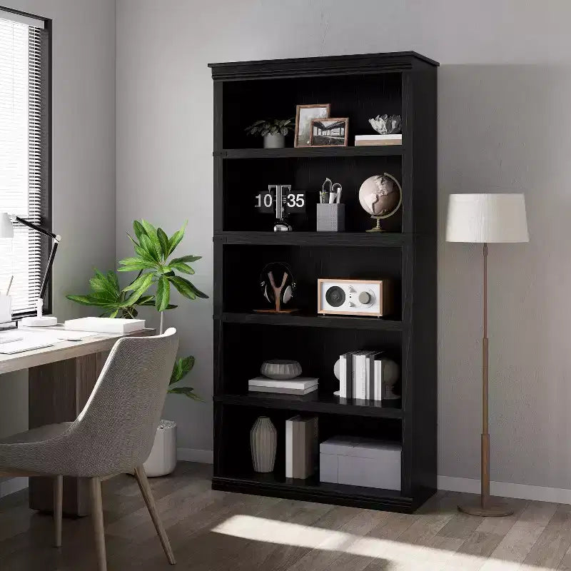 Modern Wooden Bookcase Floor Standing Open Shelf Display Storage Unit for Home Office Library Living Room