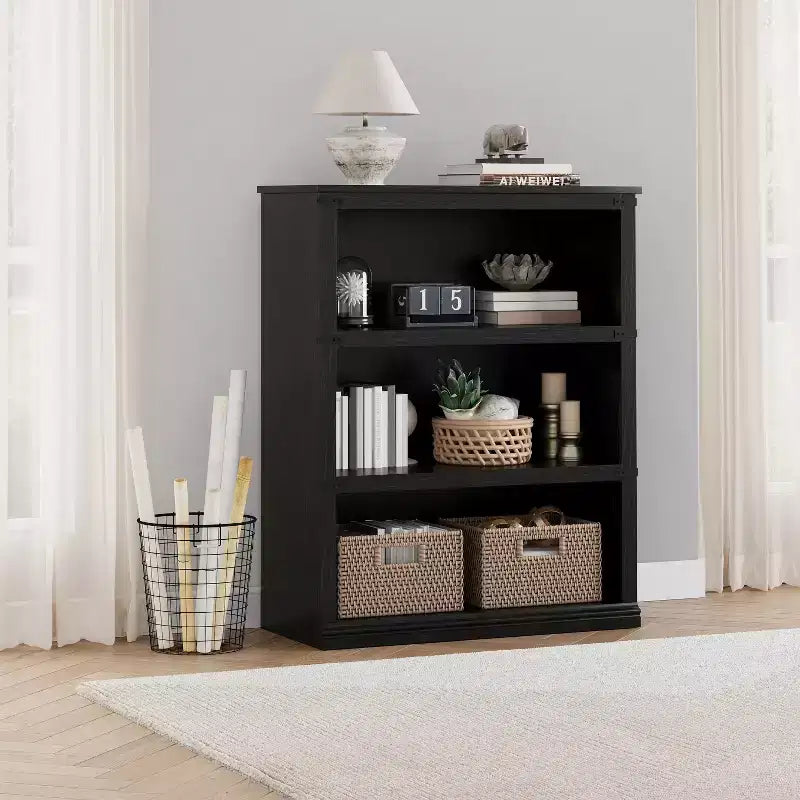 Modern Wooden Bookcase Floor Standing Open Shelf Display Storage Unit for Home Office Library Living Room